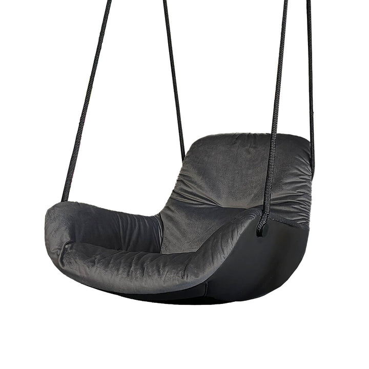 freifrau | leya lounge swing seat | avalon 005 + sahara ebony (black) leather