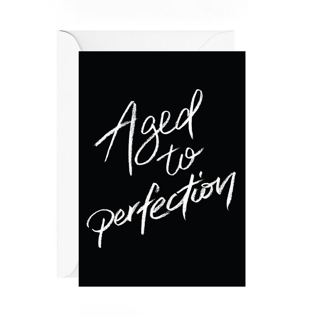 galina dixon | greeting card | aged to perfection (black)