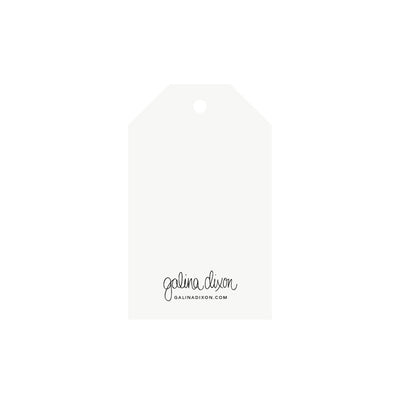 galina dixon | gift tag | merry christmas white + gold text