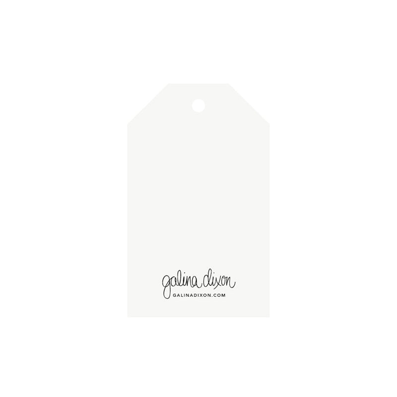 galina dixon | gift tag | merry christmas white + gold text