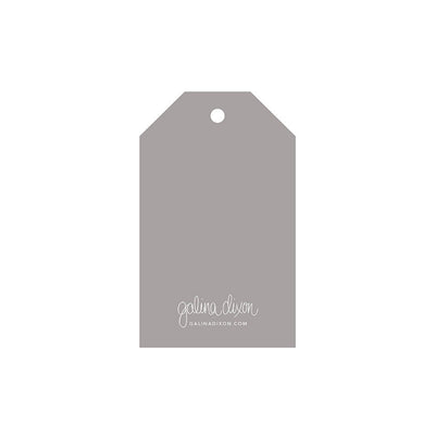 galina dixon | gift tag | merry christmas grey + white text