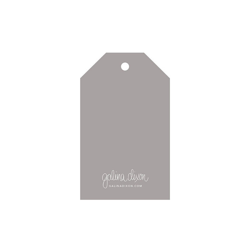 galina dixon | gift tag | merry christmas grey + white text