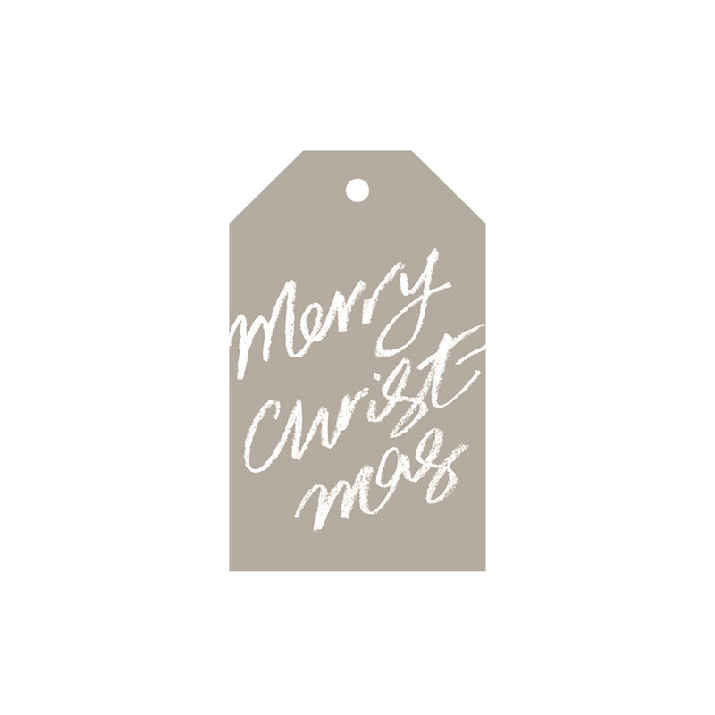 galina dixon | gift tag | merry christmas grey + white text