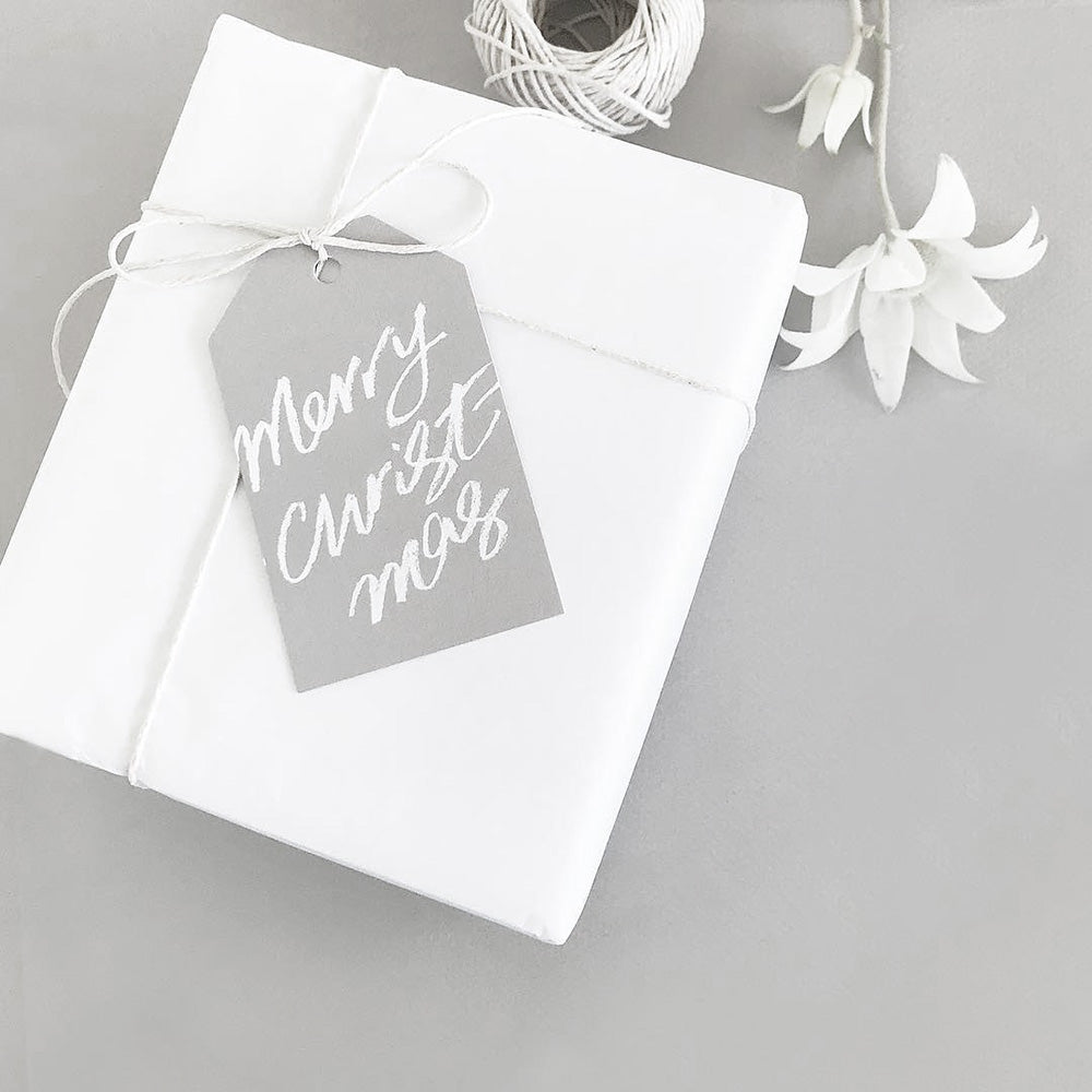 galina dixon | christmas gift tag | merry christmas (grey)