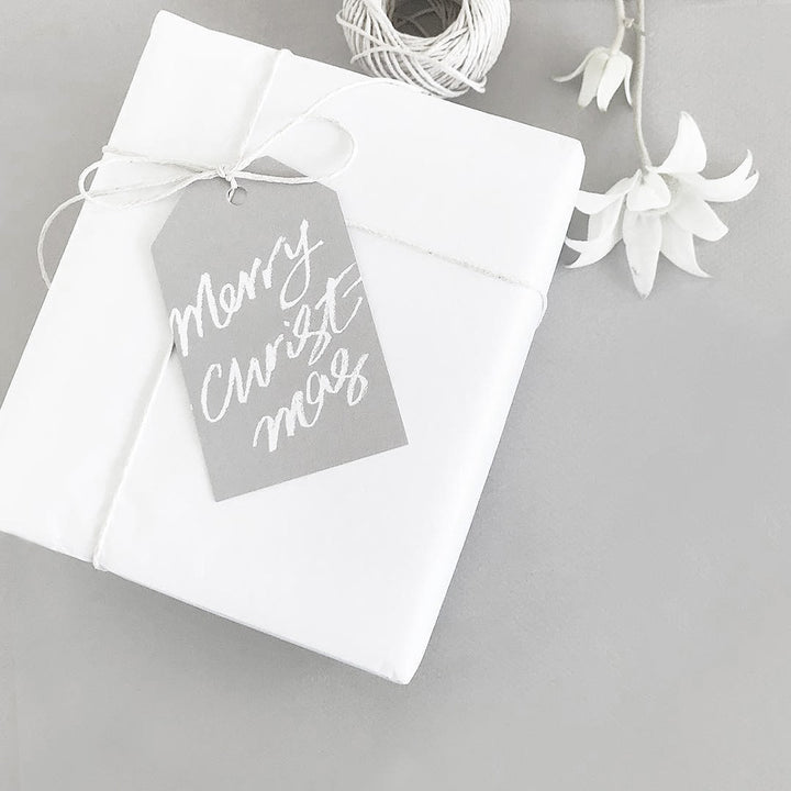 galina dixon | christmas gift tag | merry christmas (grey)