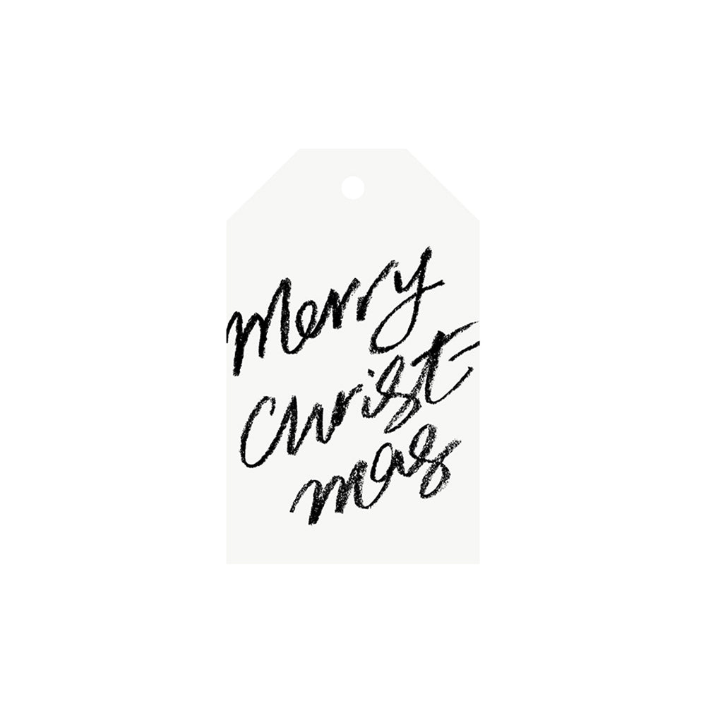 galina dixon | gift tag | merry christmas white + black text