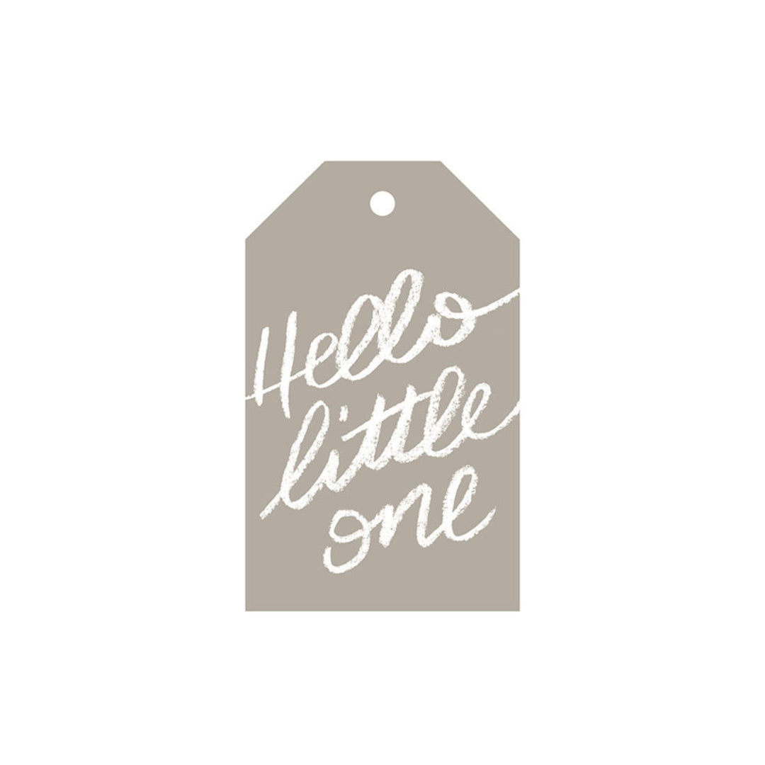 galina dixon | gift tag | hello little one (grey)