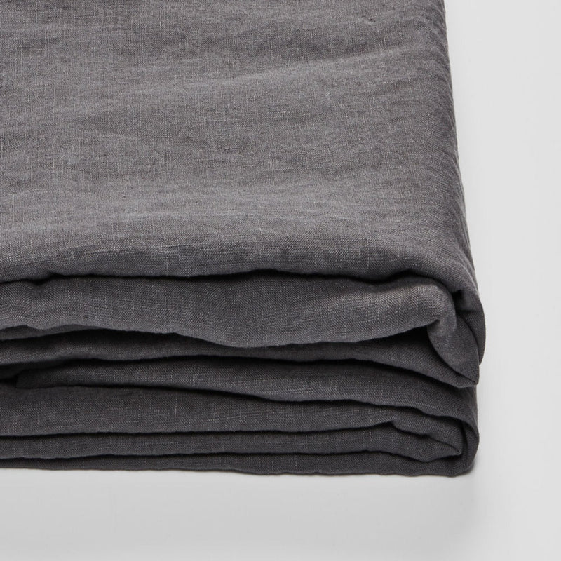 in bed | linen fitted sheet | queen | charcoal - LC