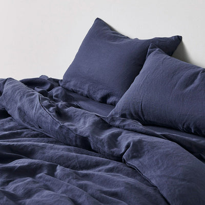in bed | linen duvet cover | queen | midnight blue - LC