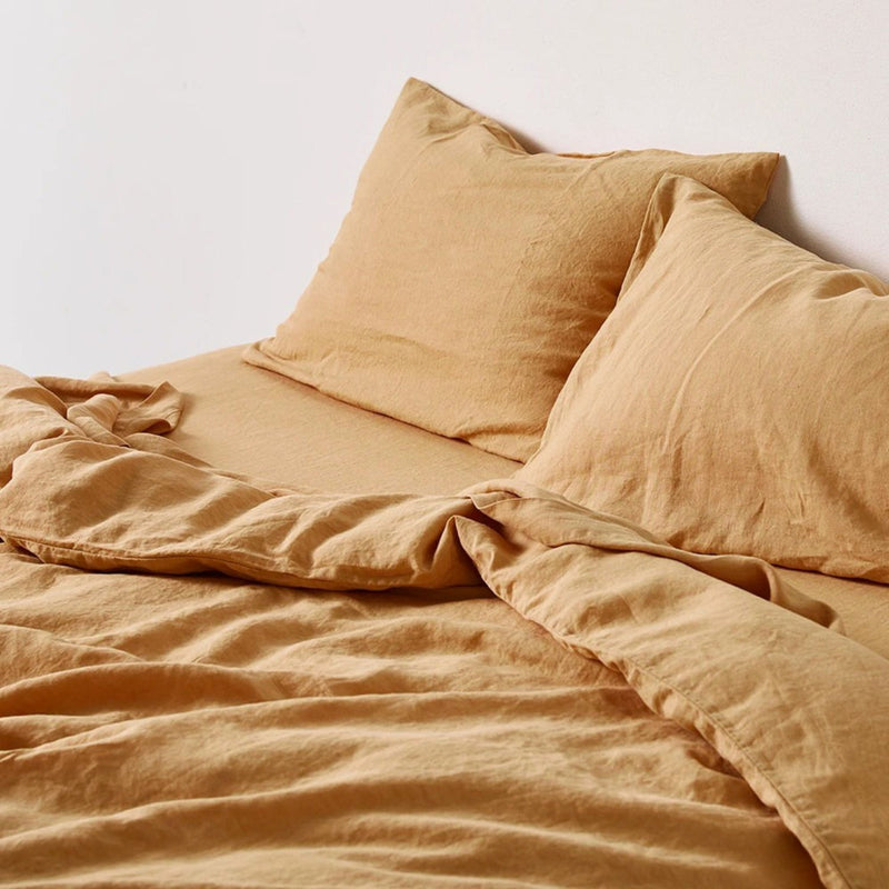 in bed | linen duvet cover | queen | tan - LC