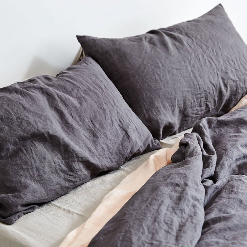 in bed | linen duvet cover | queen | charcoal - LC