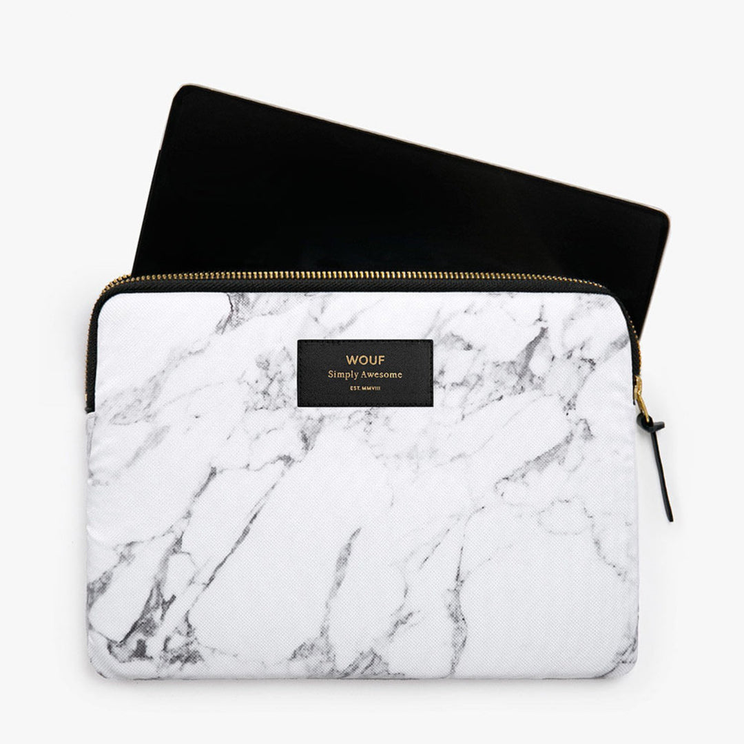wouf | ipad sleeve | white marble - LC