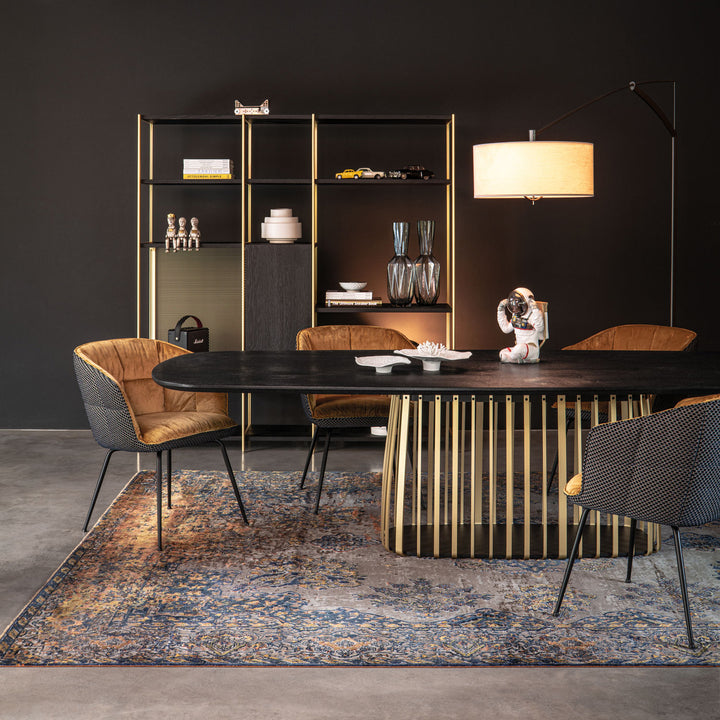 janua | bc 07 basket table boat shape | charburned larch + black base 280x120cm