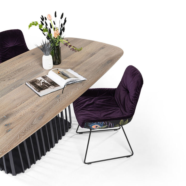 janua | bc 07 basket table boat shape | smoked oak + black base 220x110cm