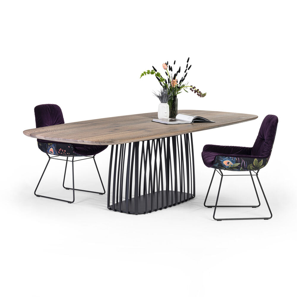 janua | bc 07 basket table boat shape | smoked oak + black base 220x110cm