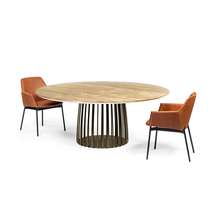 janua | bc 07 basket table round | natural oak + black base 125cm