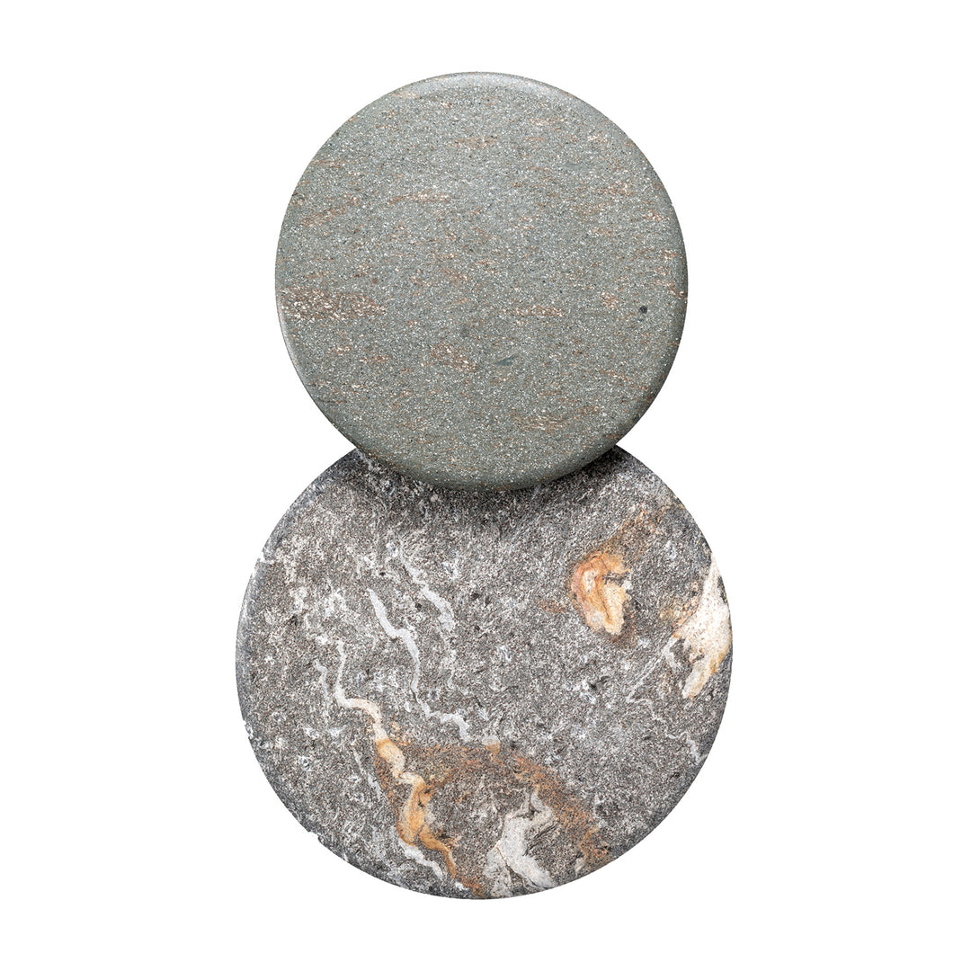 janua | bc 09 basket outdoor coffee table | travertine titanium stone + black base