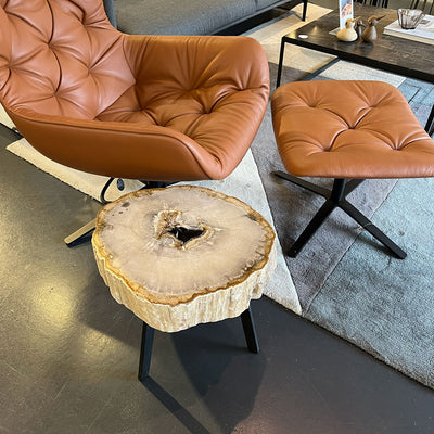 freifrau | leya wingback chair | x-base frame with tilt | cairo cognac leather + chesterfield stitch