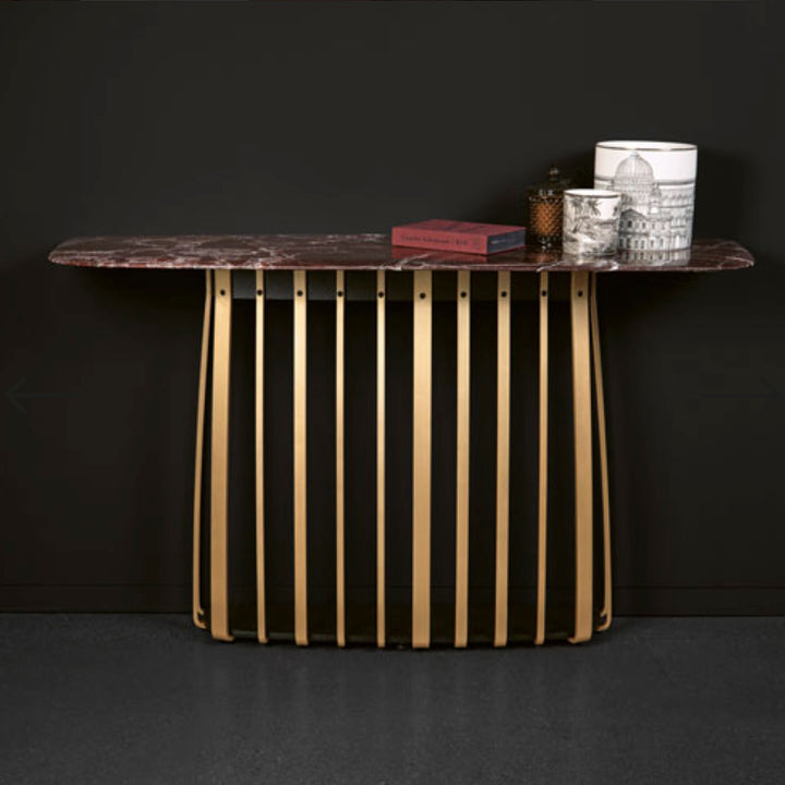 janua | bc 10 basket console table | smoked oak + black base