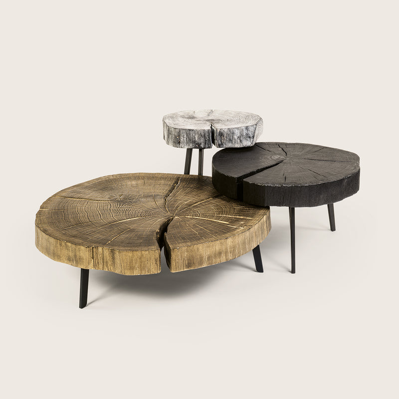 janua | bc 05 stomp table | 90-100cm | charburned oak shade brown + 9005 black frame