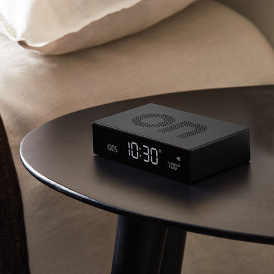 lexon | flip premium reversible LCD alarm clock | black