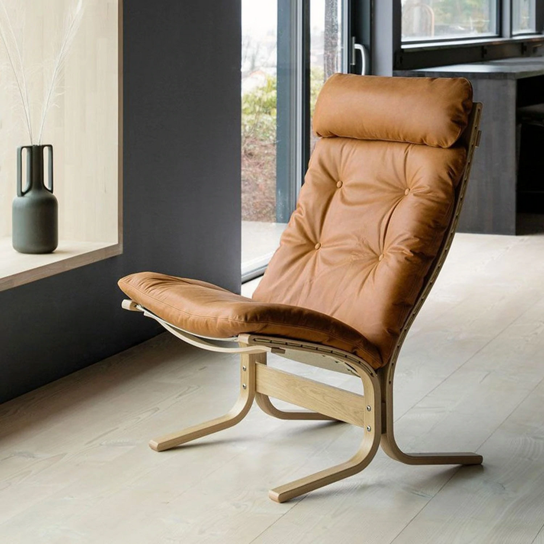 lk hjelle | siesta classic 300 chair | high back | oak + rustical tan leather