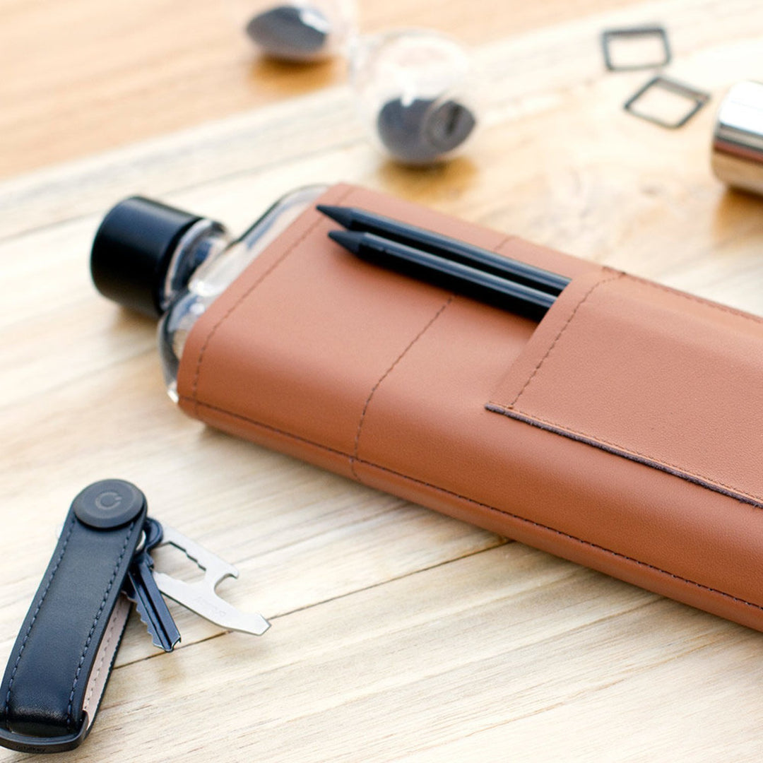 memobottle | sleeve slim leather | tan - LC