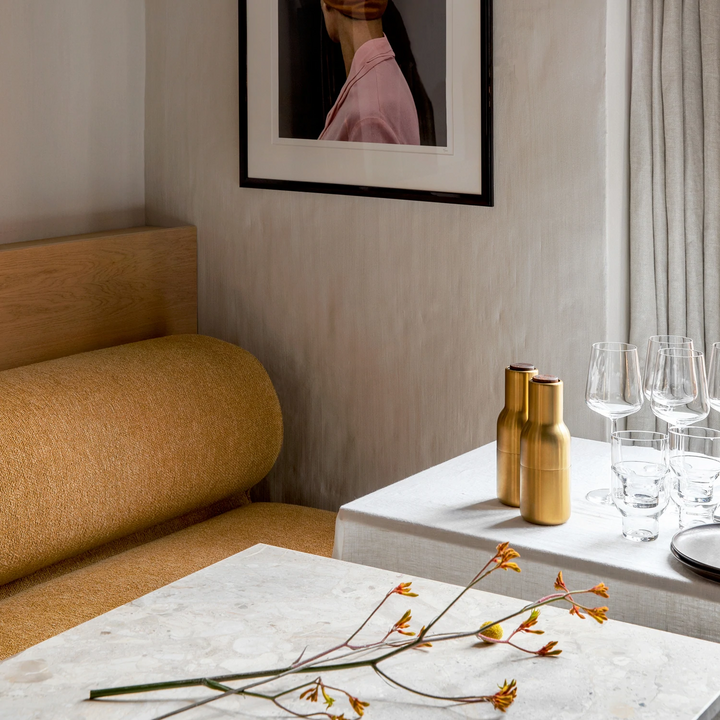 audo copenhagen (menu) | bottle grinder set | brushed brass + walnut lid