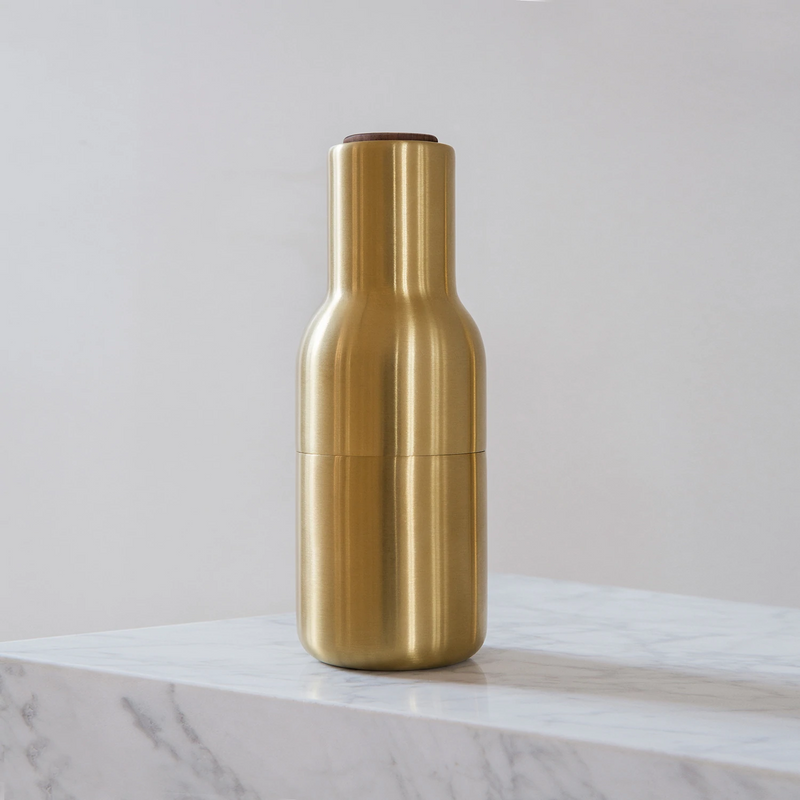audo copenhagen (menu) | bottle grinder set | brushed brass + walnut lid