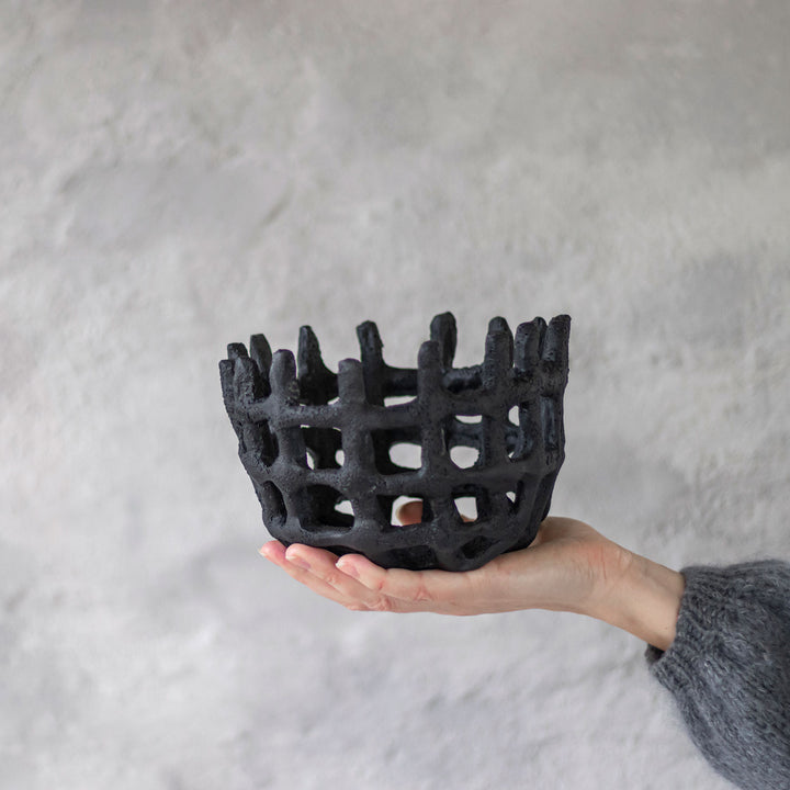 mette ditmer | art piece | braided bowl | black