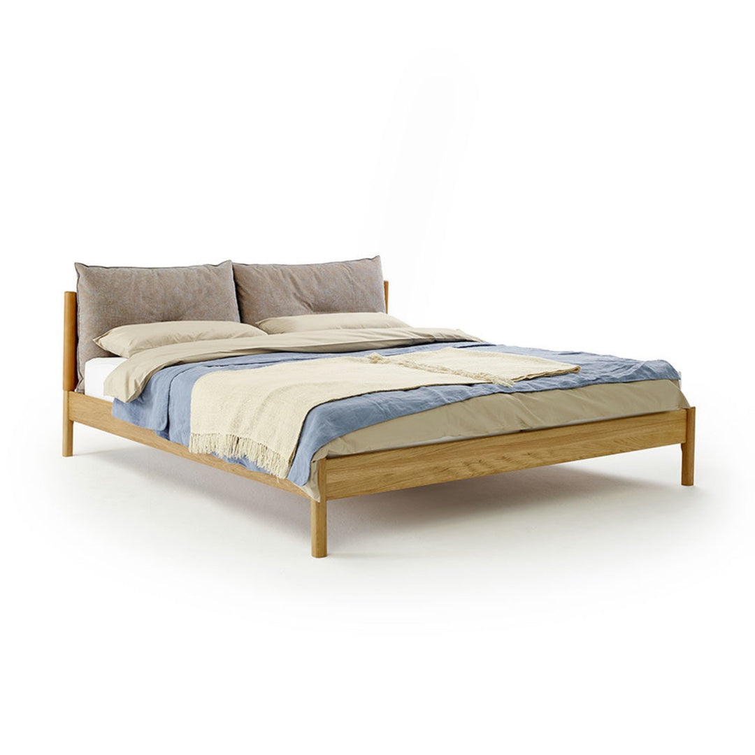 moeller design | LIV queen bed | oak + whisky leather