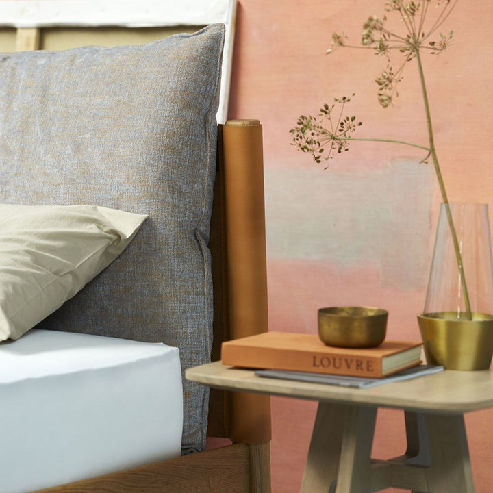 moeller design | LIV king bed | oak + whisky leather