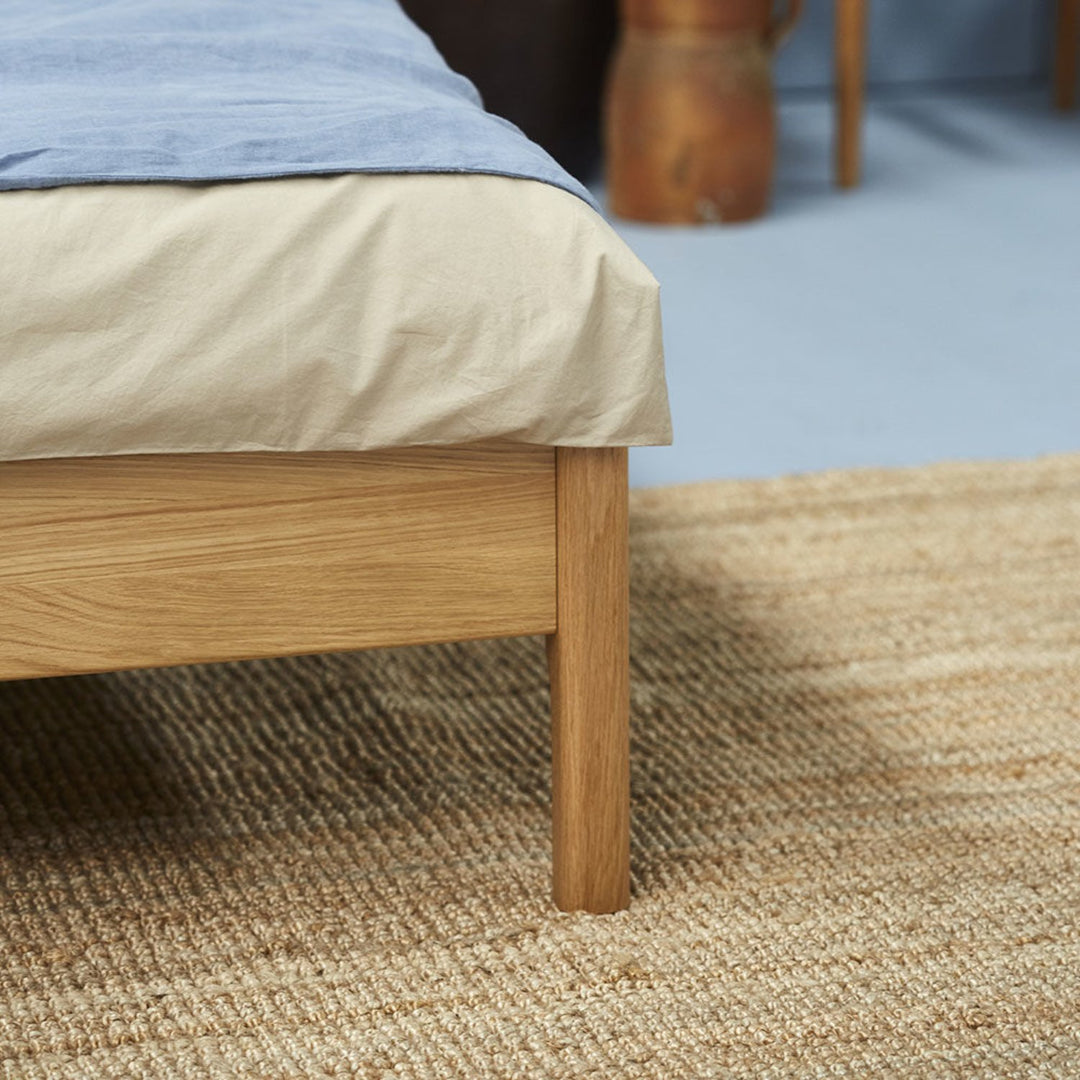 moeller design | LIV queen bed | oak + whisky leather