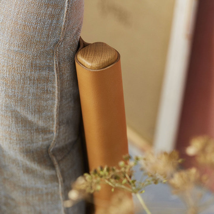 moeller design | LIV king bed | oak + whisky leather