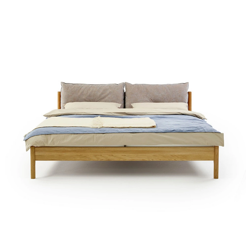 moeller design | liv king bed | oak + whisky leather