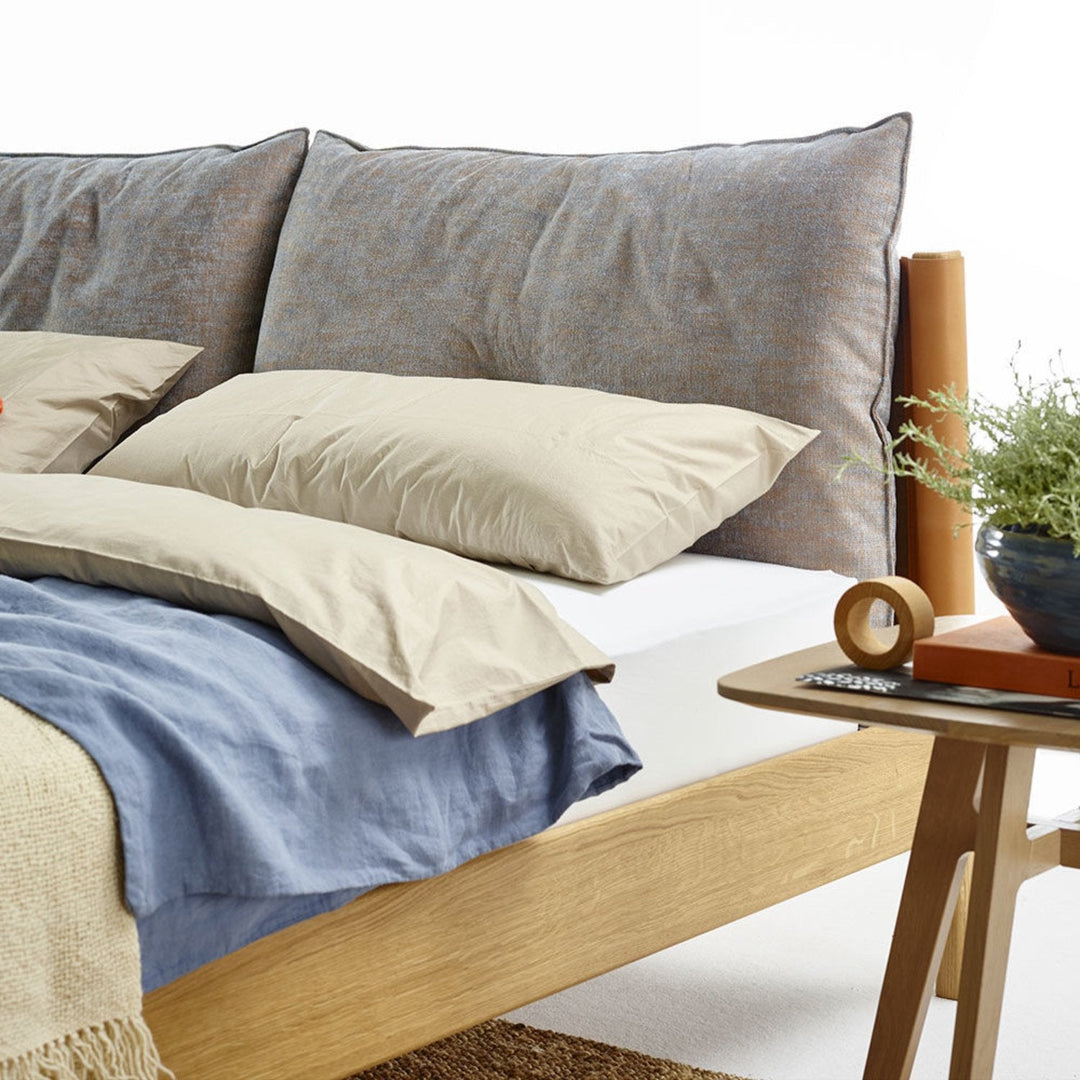 moeller design | LIV king bed | oak + whisky leather