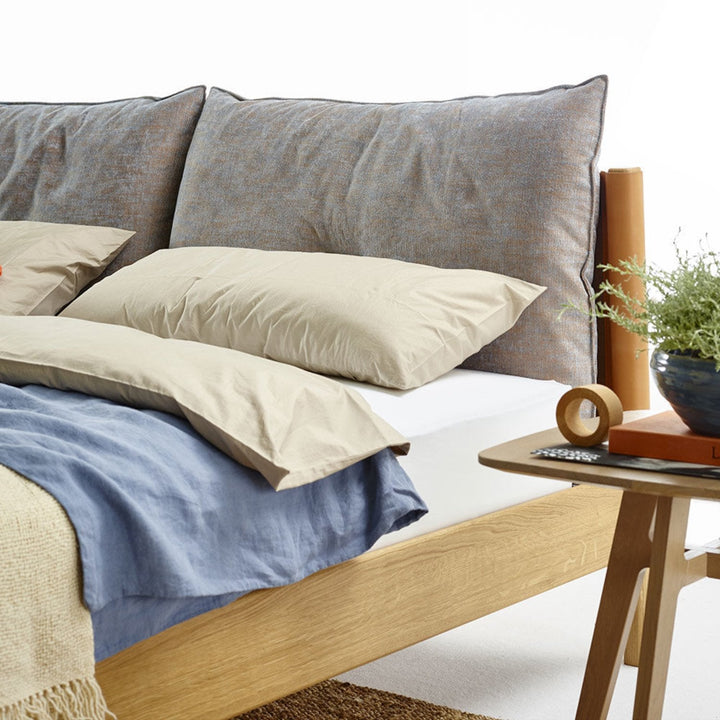 moeller design | LIV king bed | oak + whisky leather