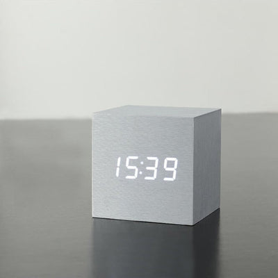 moma | cube clock + alarm | alume