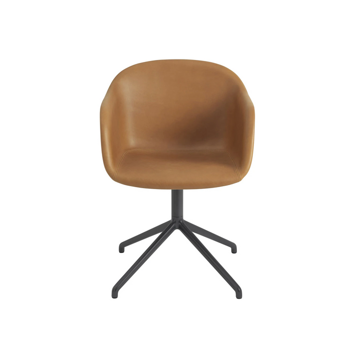 muuto | fiber armchair | swivel base | cognac refine leather + anthracite black