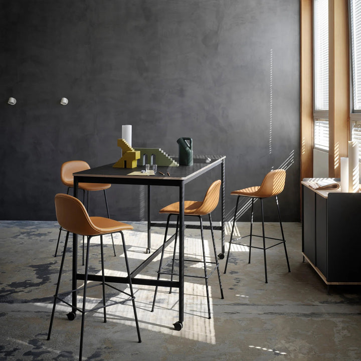 muuto | fiber bar stool backrest | tube base | 75cm grey recycled + grey ~ DC