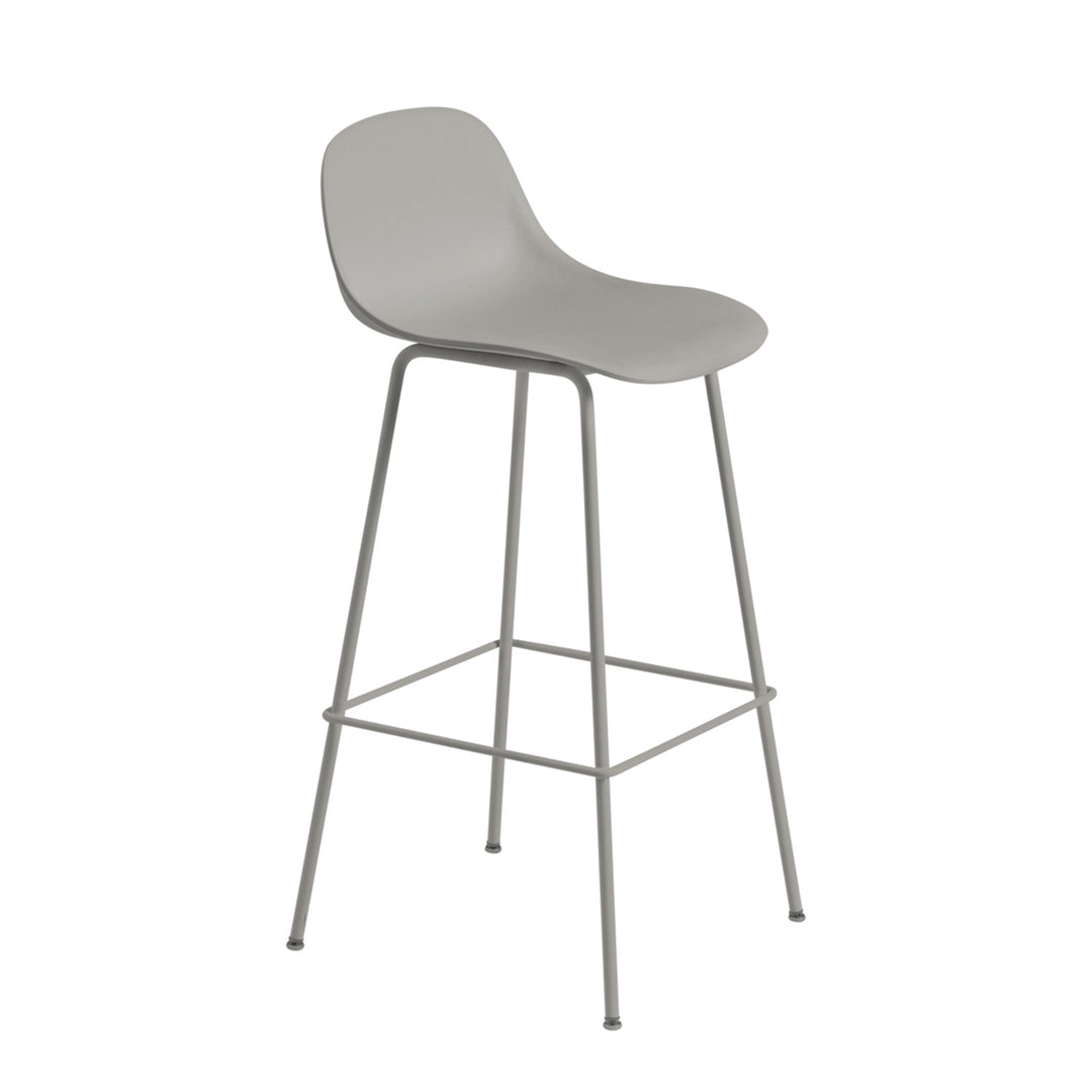 muuto | fiber bar stool backrest | tube base | 75cm grey recycled + grey ~ DC