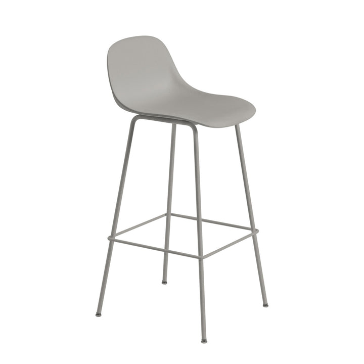 muuto | fiber bar stool backrest | tube base | 75cm grey recycled + grey ~ DC