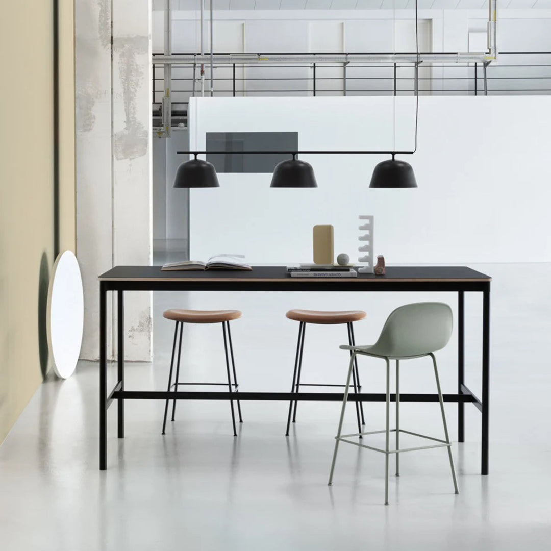 muuto | fiber counter stool backrest | tube base | 65cm grey recycled + grey