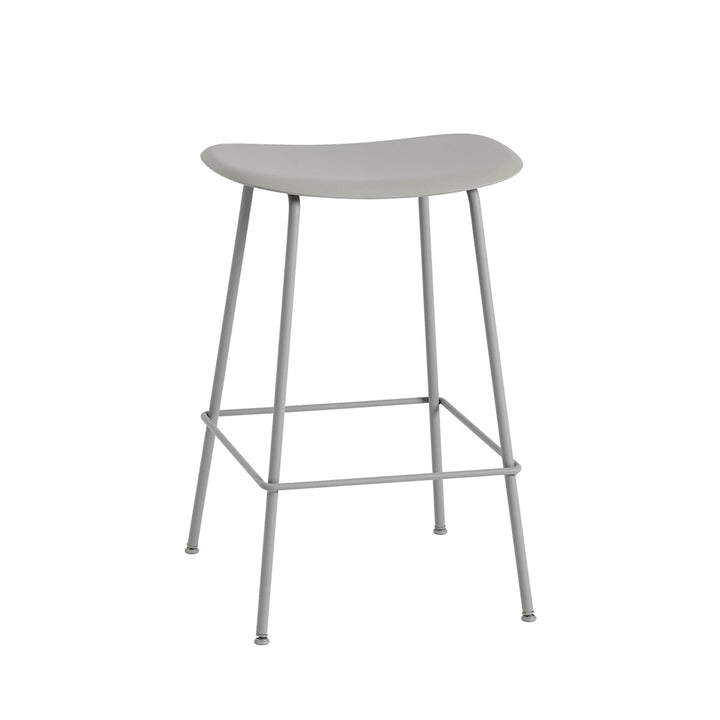 muuto | fiber counter stool | tube base | grey recycled + grey