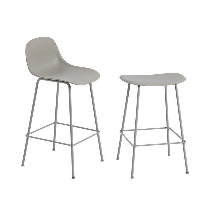 muuto | fiber counter stool | tube base | grey recycled + grey