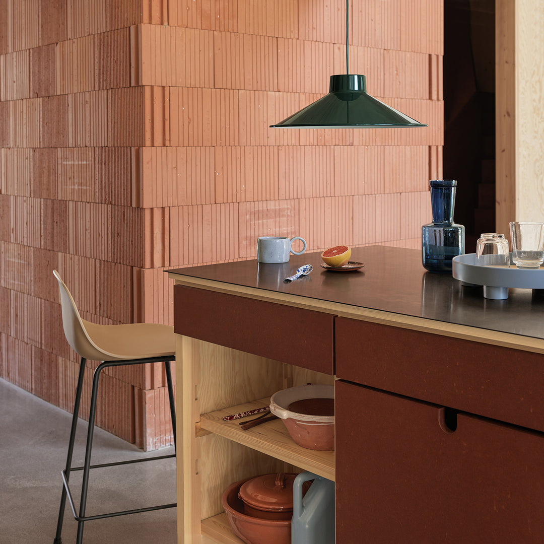 muuto | fiber counter stool backrest | tube base | black recycled + anthracite black