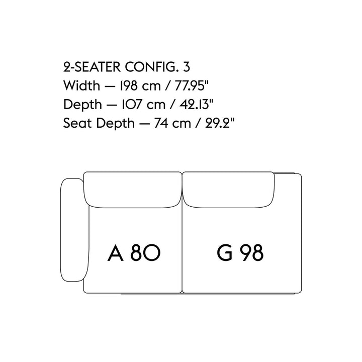 muuto | in situ modular sofa | 2 seater config 3 | ocean 32 ~ DC