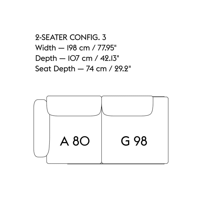muuto | in situ modular sofa | 2 seater config 3 | ocean 32