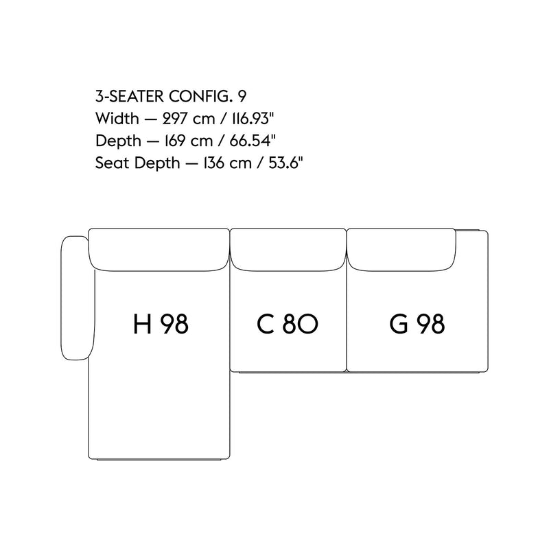 muuto | in situ modular sofa | 3 seater config 9 | ocean 32