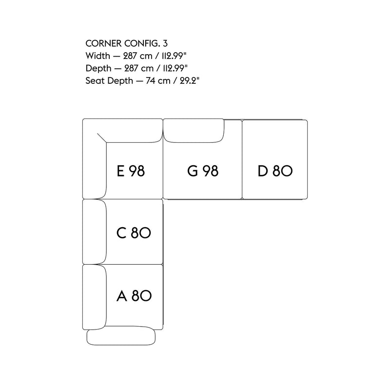 muuto | in situ modular sofa | corner config 3 | ocean 32